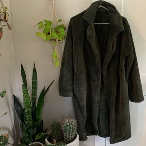 Forrest green fuzzy winter trench